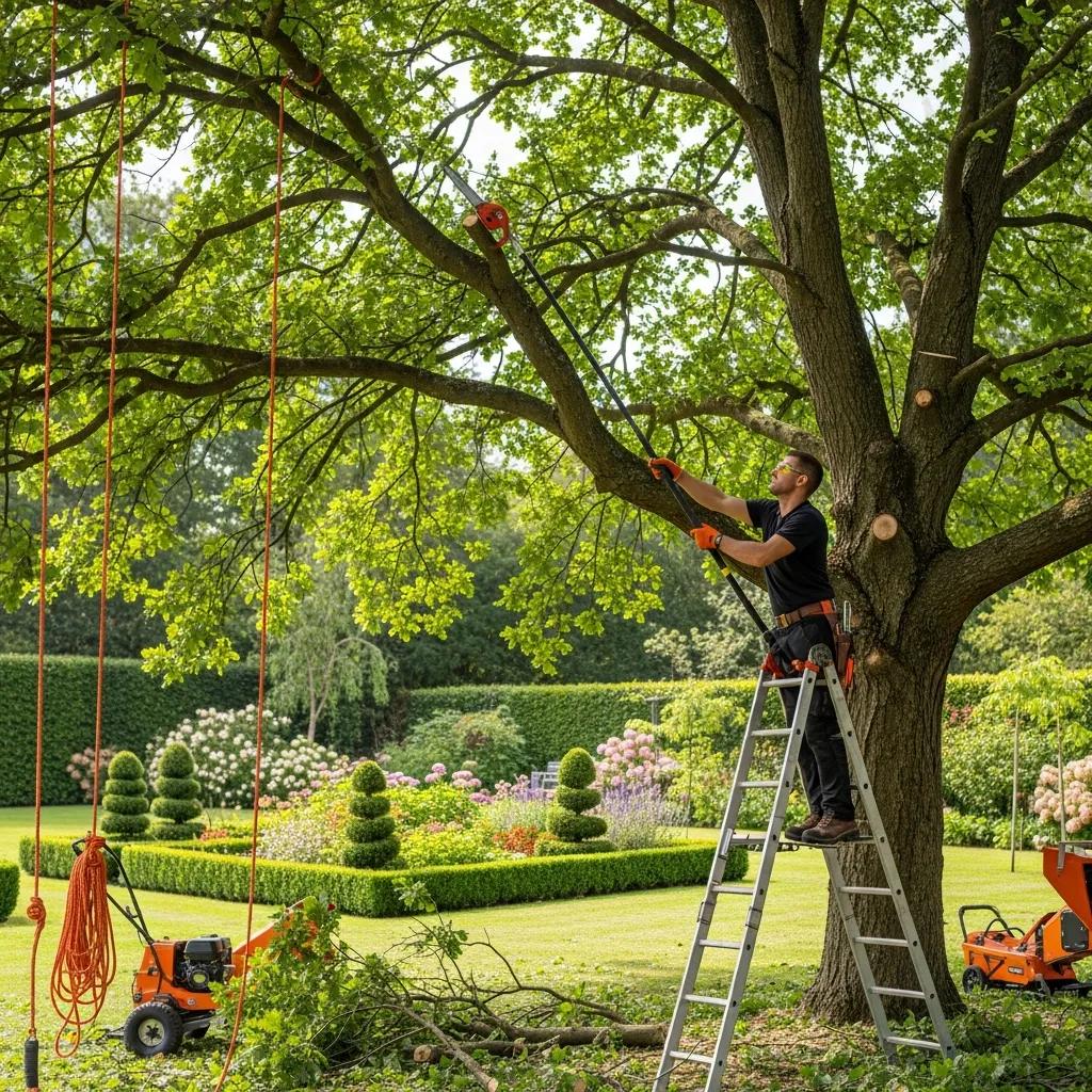 Arborist performing precise pruning to improve tree health and structure